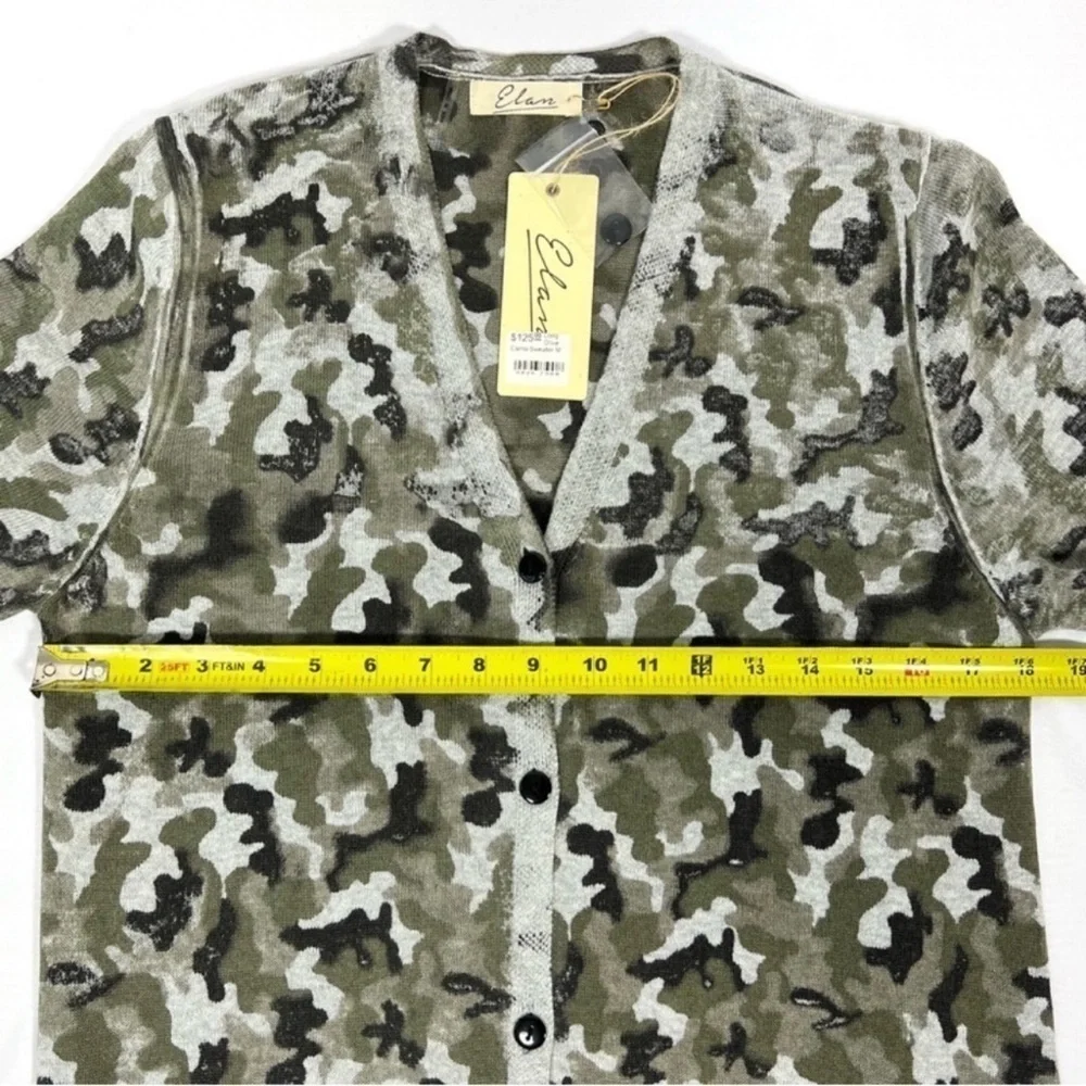 ELAN Long Cardigan Duster Boho Camo Camouflage Lightweight Sz M